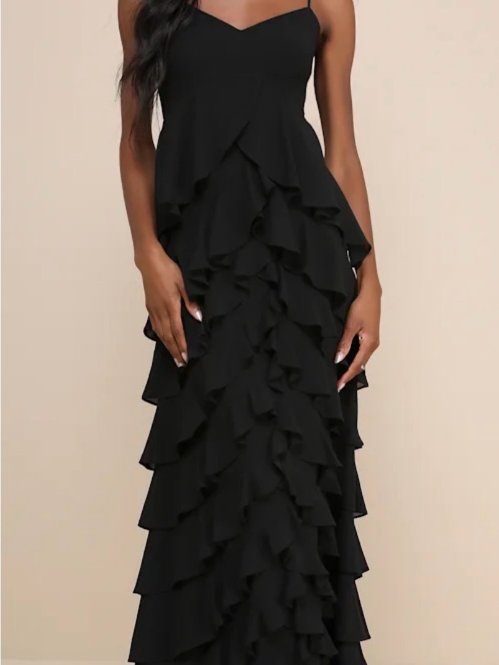 Lulu's Black Ruffle-Tier Maxi Dress
